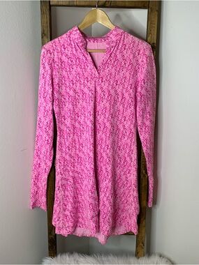 Ella Belle Pink Printed Long Sleeve Workout Dress Size L
